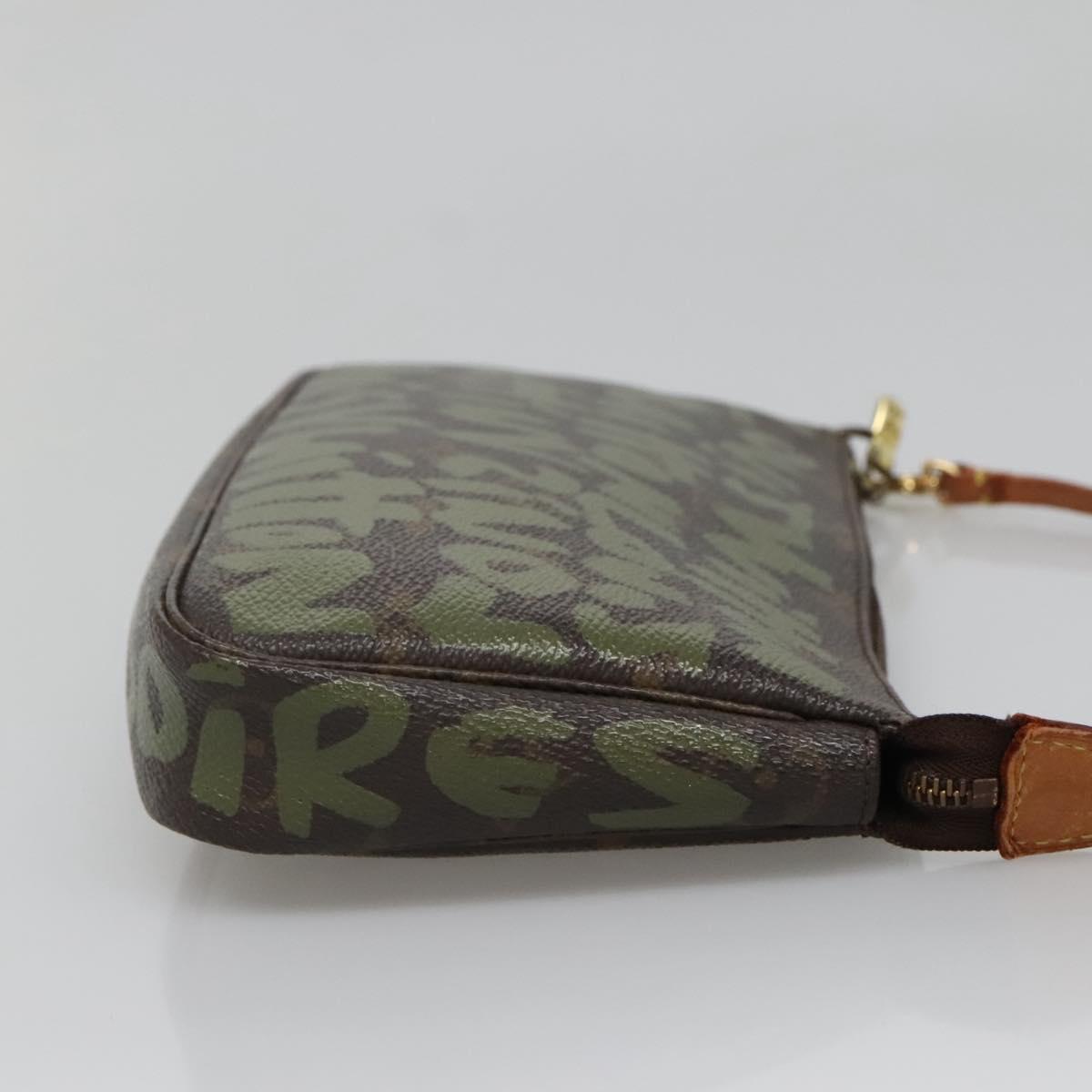 LOUIS VUITTON Graffiti Pochette Accessoires Pouch Khaki M92191 LV Auth bs28566