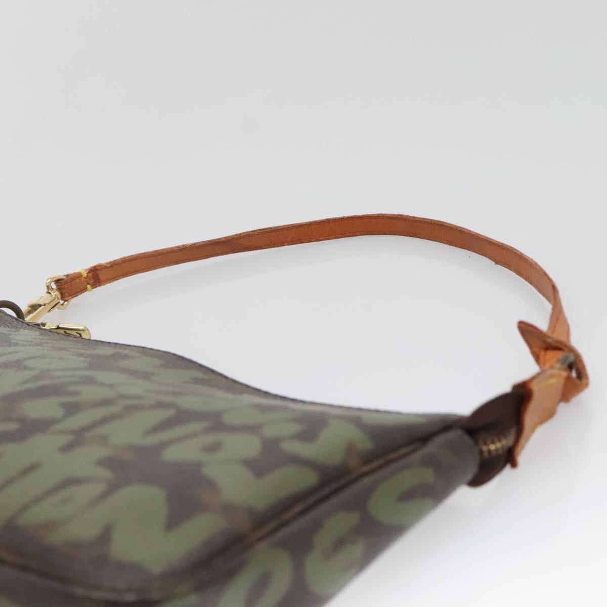 LOUIS VUITTON Graffiti Pochette Accessoires Pouch Khaki M92191 LV Auth bs28566
