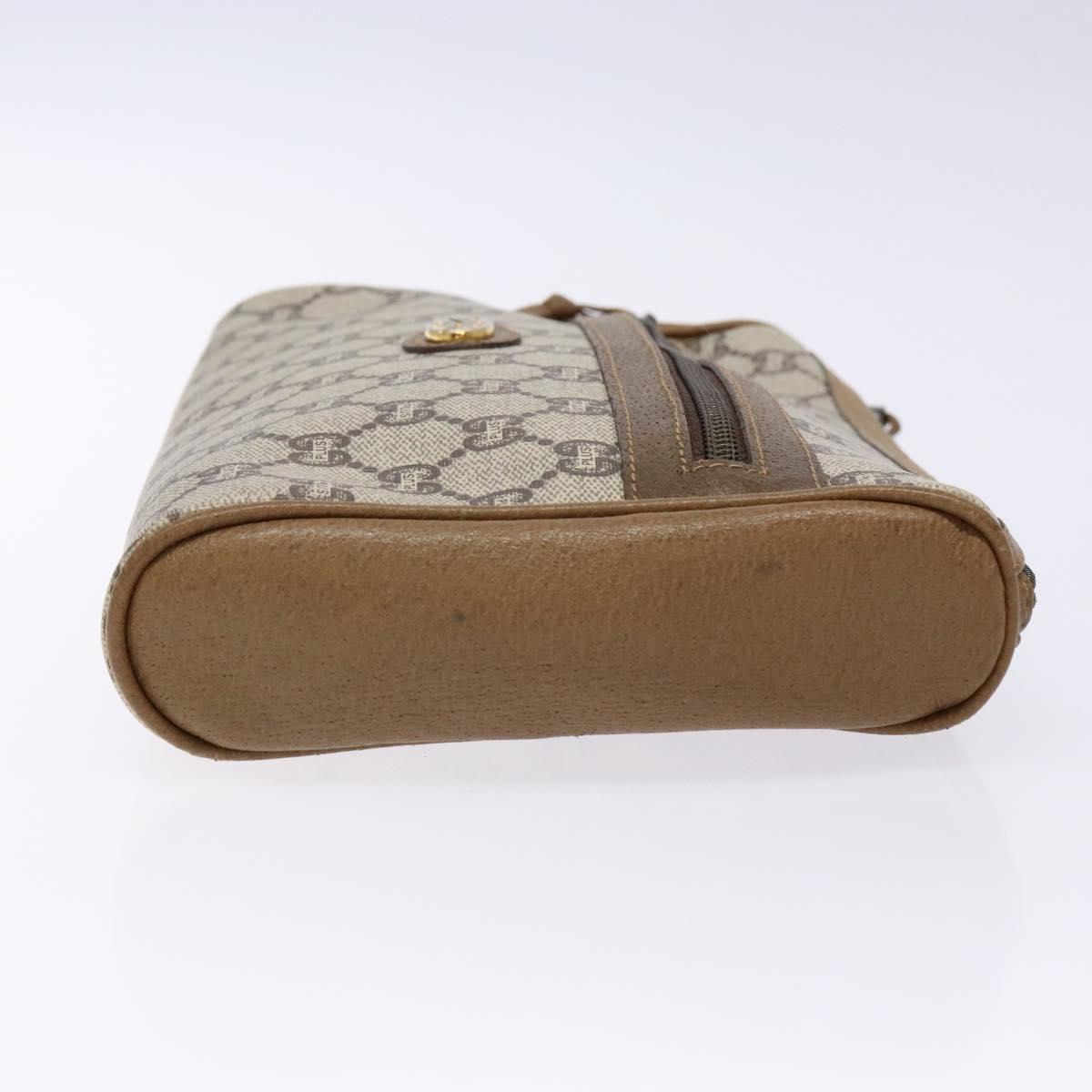 GUCCI GG Plus Supreme Clutch Bag PVC Beige Gold Auth bs28629