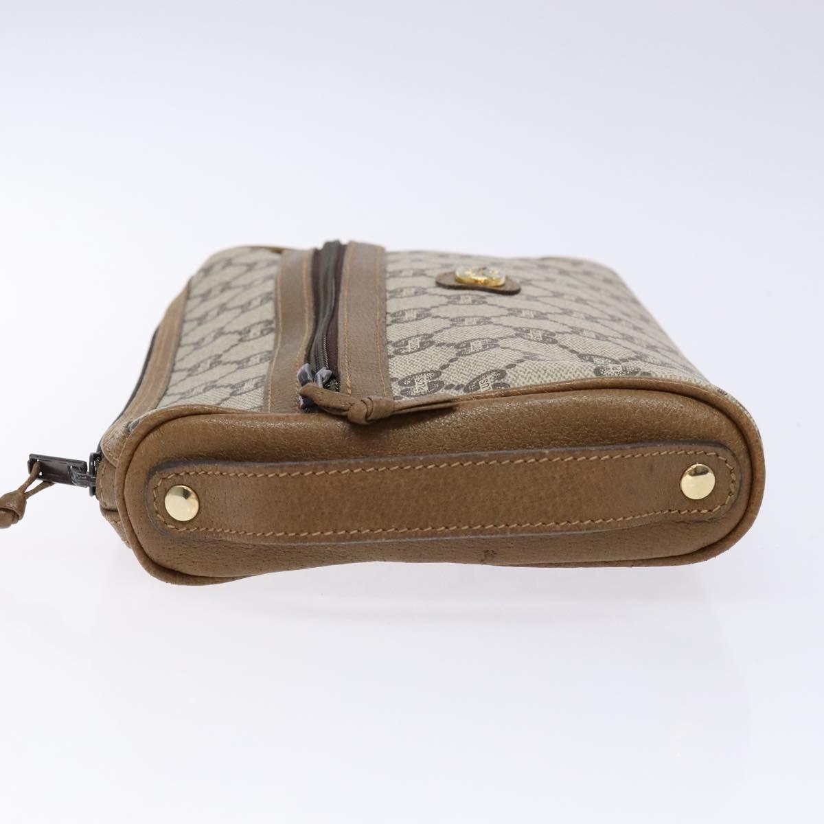 GUCCI GG Plus Supreme Clutch Bag PVC Beige Gold Auth bs28629