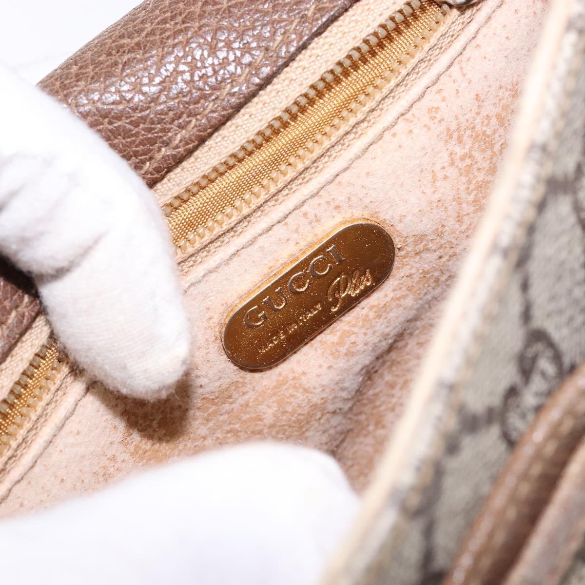 GUCCI GG Plus Supreme Shoulder Bag PVC Beige Gold Auth bs28630