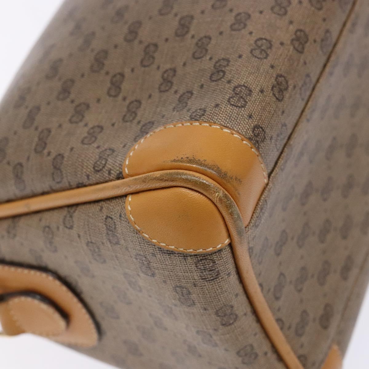 GUCCI Micro GG Supreme Shoulder Bag PVC Beige Gold Auth bs28631
