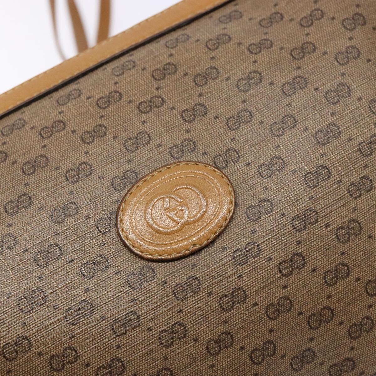 GUCCI Micro GG Supreme Shoulder Bag PVC Beige Gold Auth bs28631