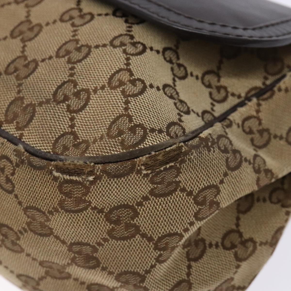GUCCI GG Canvas Shoulder Bag Beige Silver Brown 308452 Auth bs28633