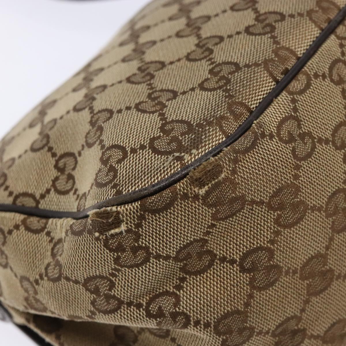 GUCCI GG Canvas Shoulder Bag Beige Silver Brown 308452 Auth bs28633
