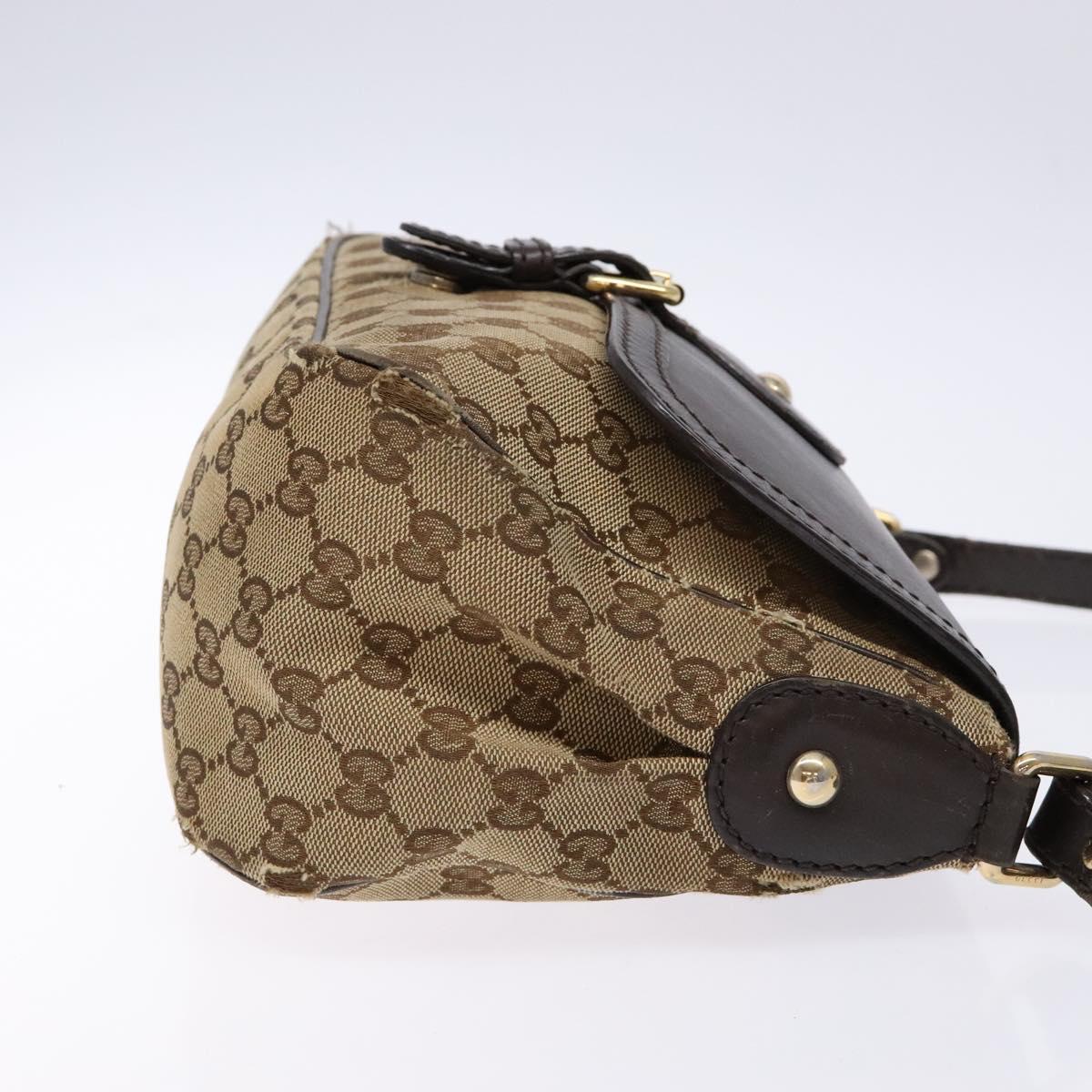 GUCCI GG Canvas Shoulder Bag Beige Silver Brown 308452 Auth bs28633