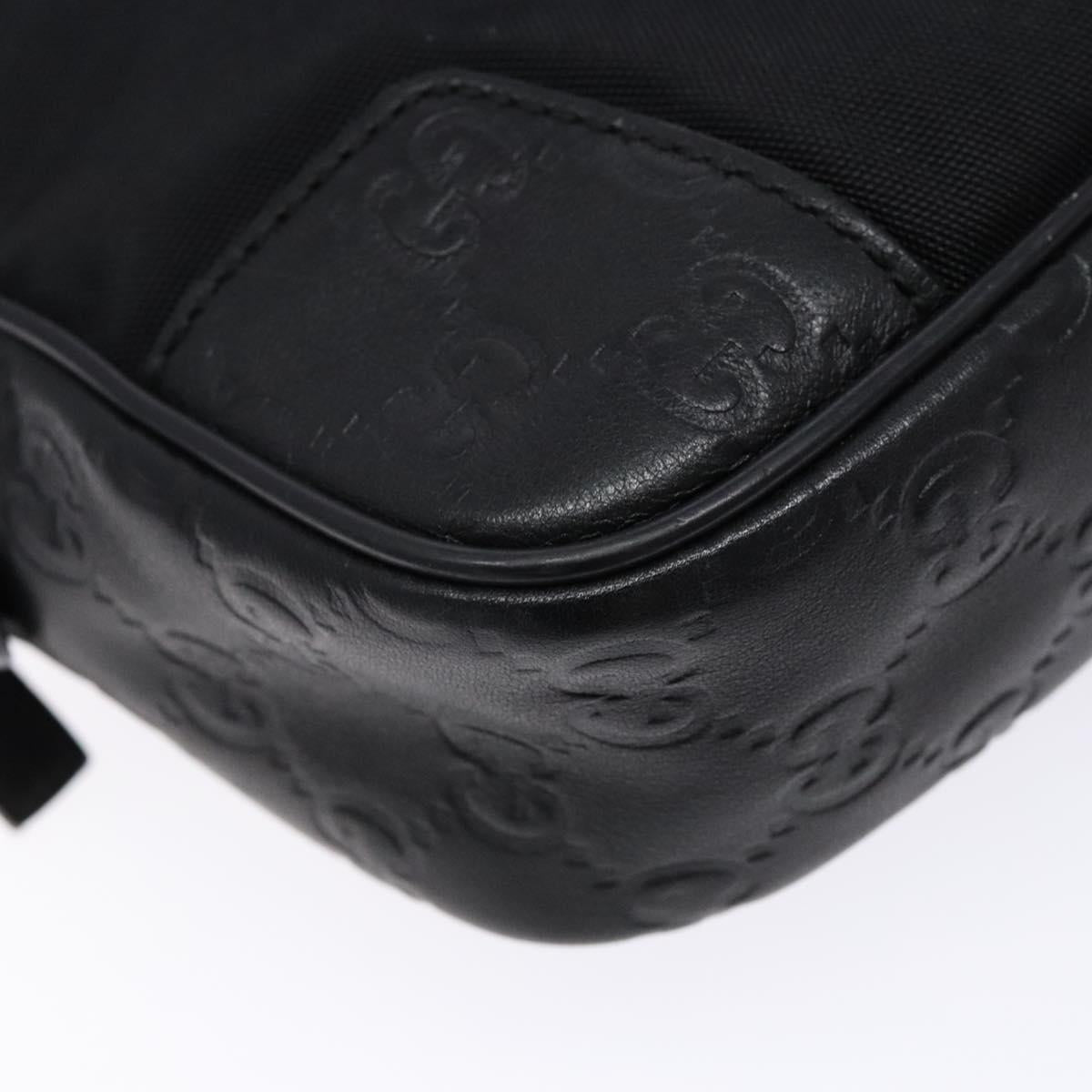 GUCCI GG Canvas Guccissima Clutch Bag Leather nylon Black 162782 Auth bs28636