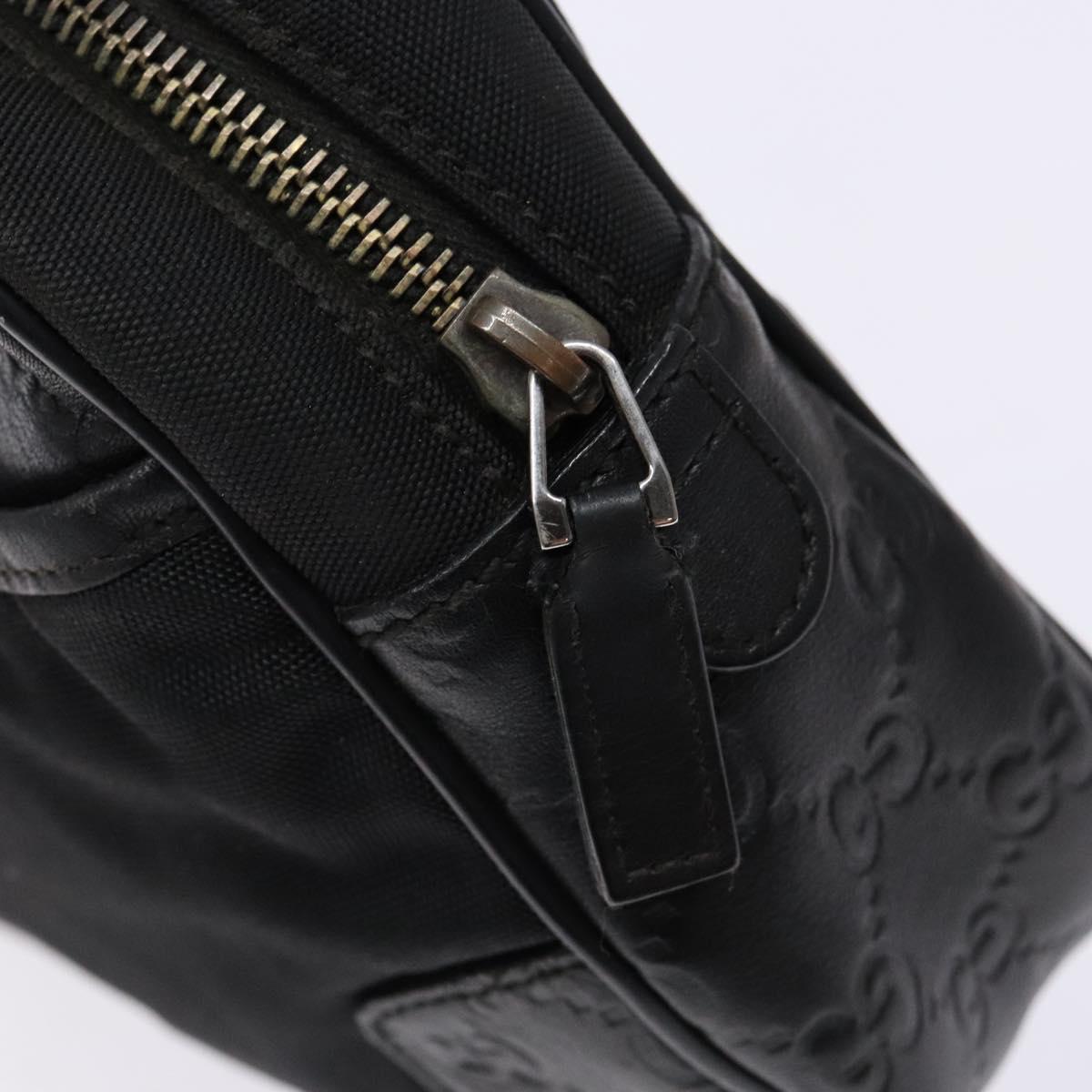 GUCCI GG Canvas Guccissima Clutch Bag Leather nylon Black 162782 Auth bs28636
