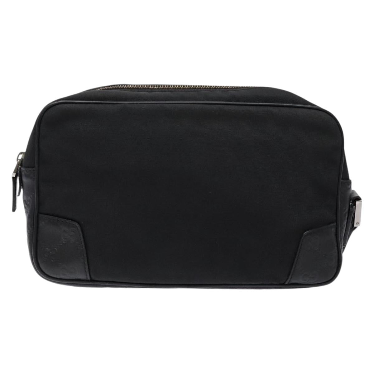GUCCI GG Canvas Guccissima Clutch Bag Leather nylon Black 162782 Auth bs28636