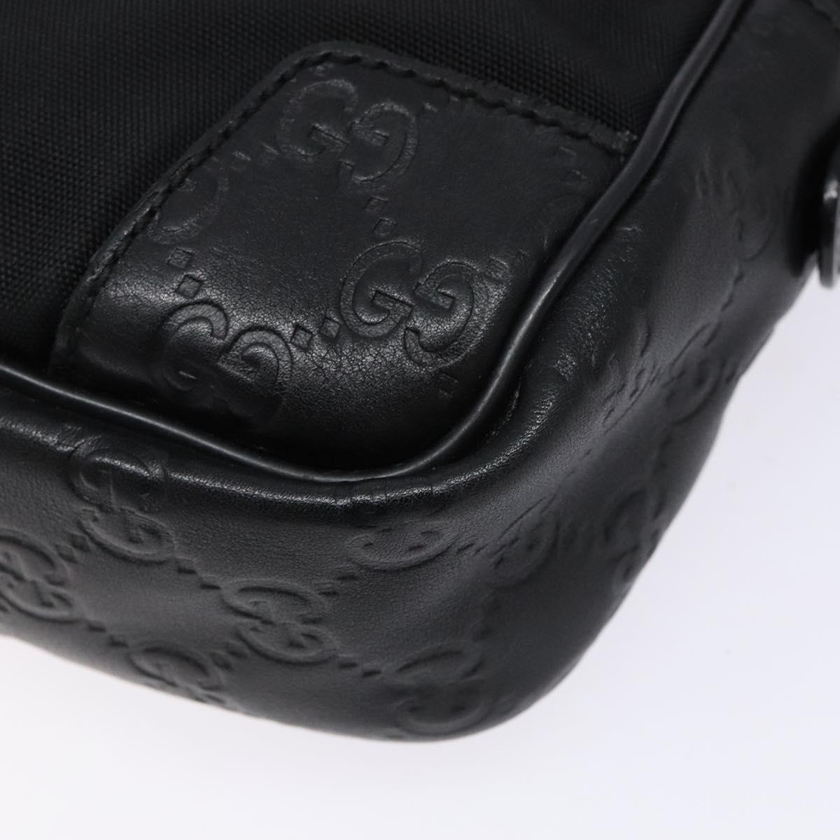 GUCCI GG Canvas Guccissima Clutch Bag Leather nylon Black 162782 Auth bs28636