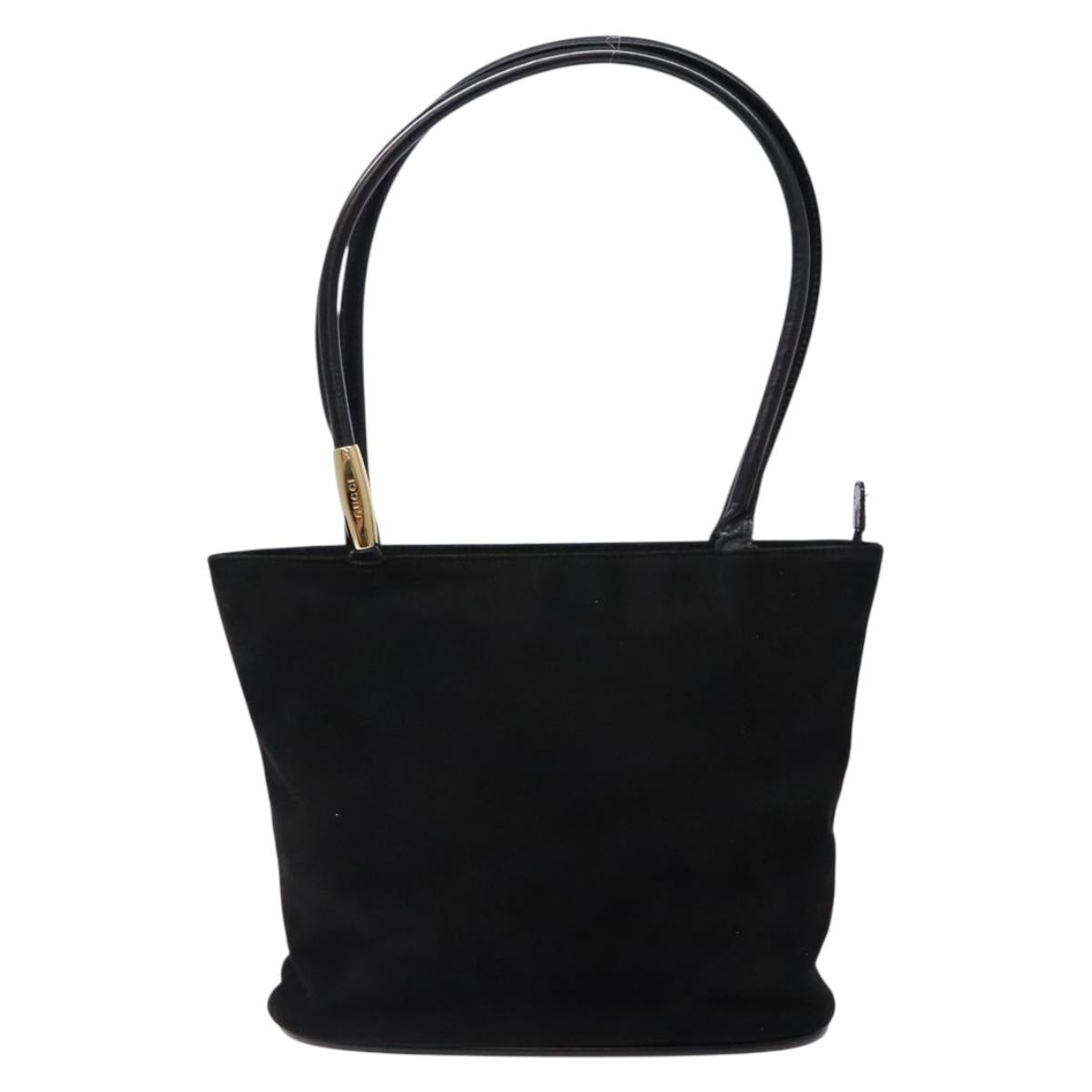 GUCCI Shoulder Bag Suede Black Gold Auth bs28638
