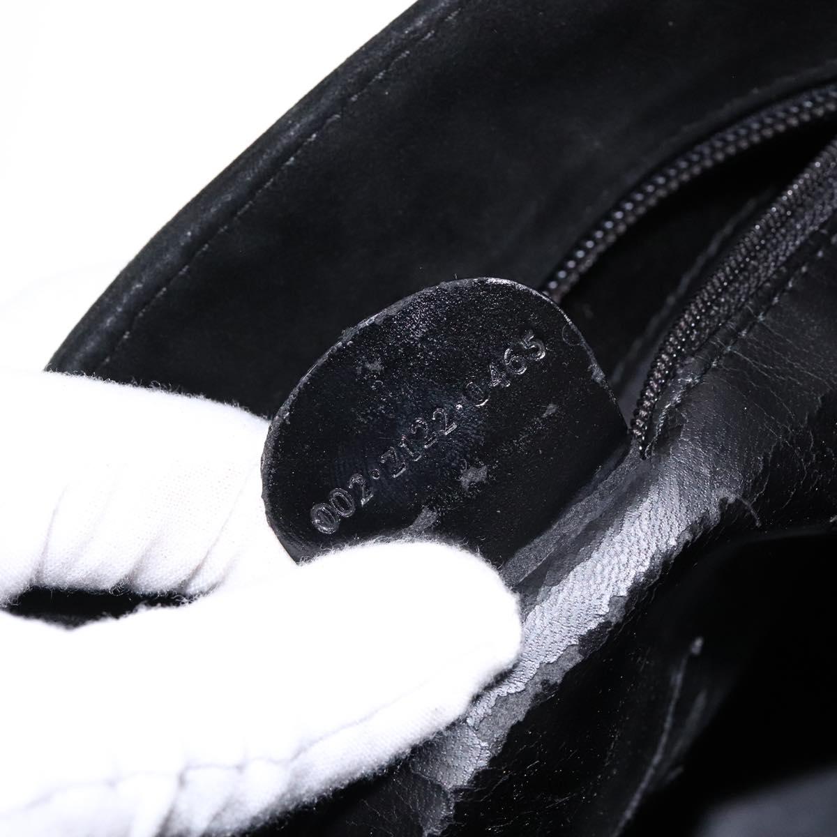 GUCCI Shoulder Bag Suede Black Gold Auth bs28638