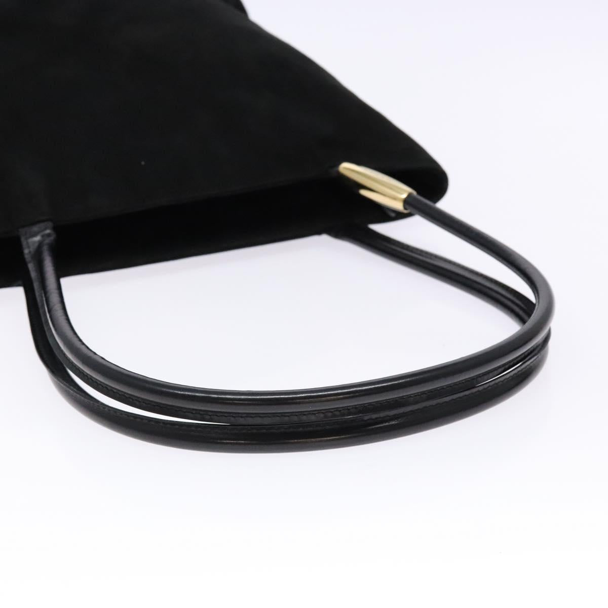 GUCCI Shoulder Bag Suede Black Gold Auth bs28638