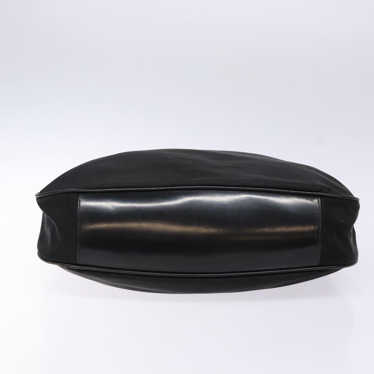 GUCCI Bamboo Shoulder Bag Nylon Black Silver 001 1553 1577 Auth bs28640