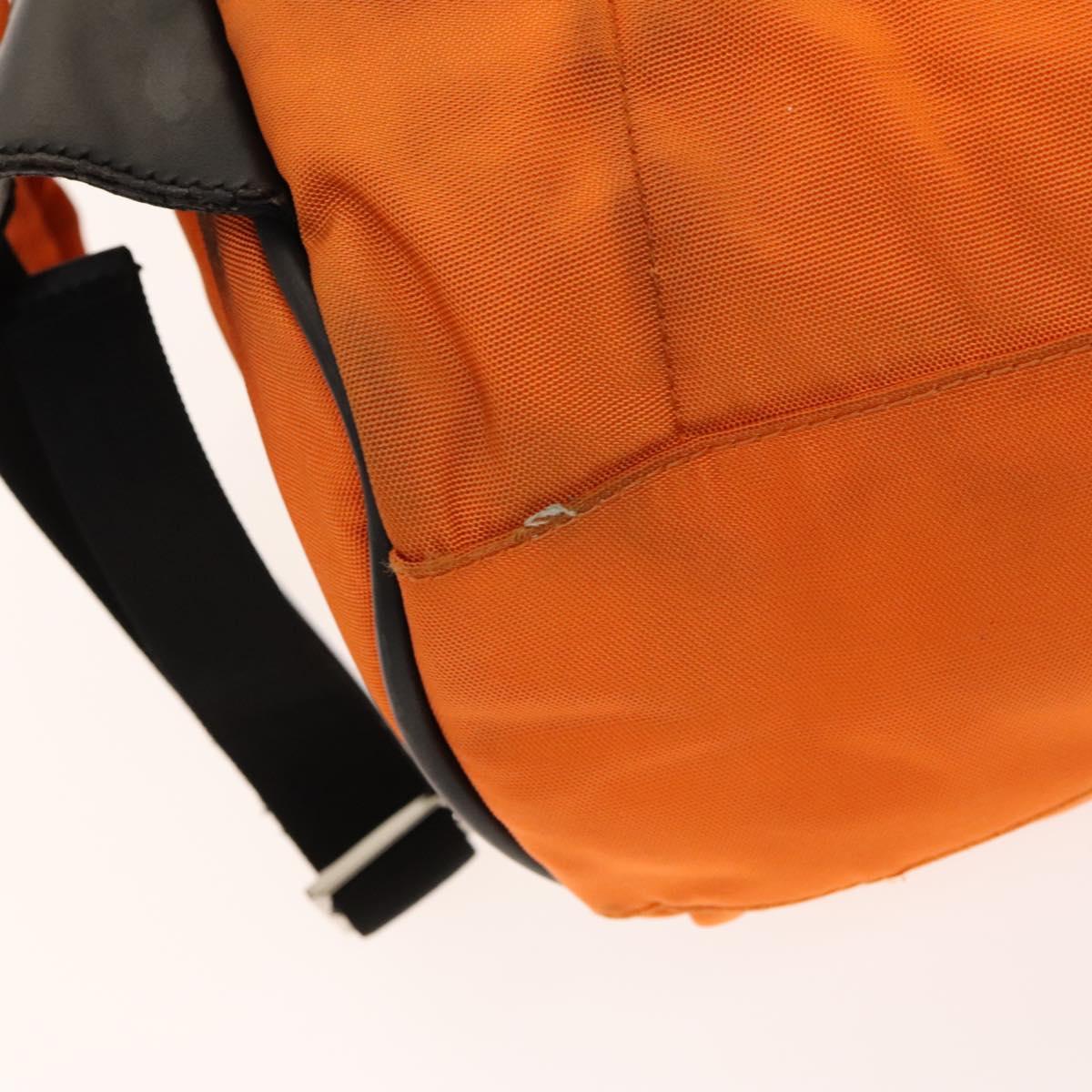 GUCCI Backpack Nylon Leather Orange Black Silver Auth bs28642