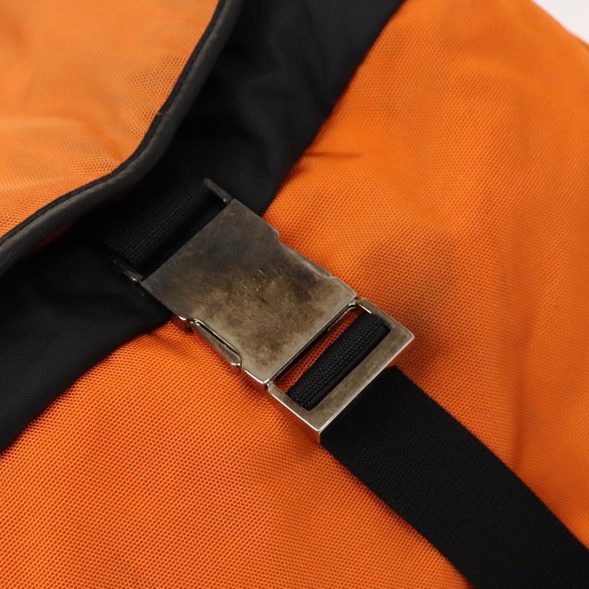 GUCCI Backpack Nylon Leather Orange Black Silver Auth bs28642