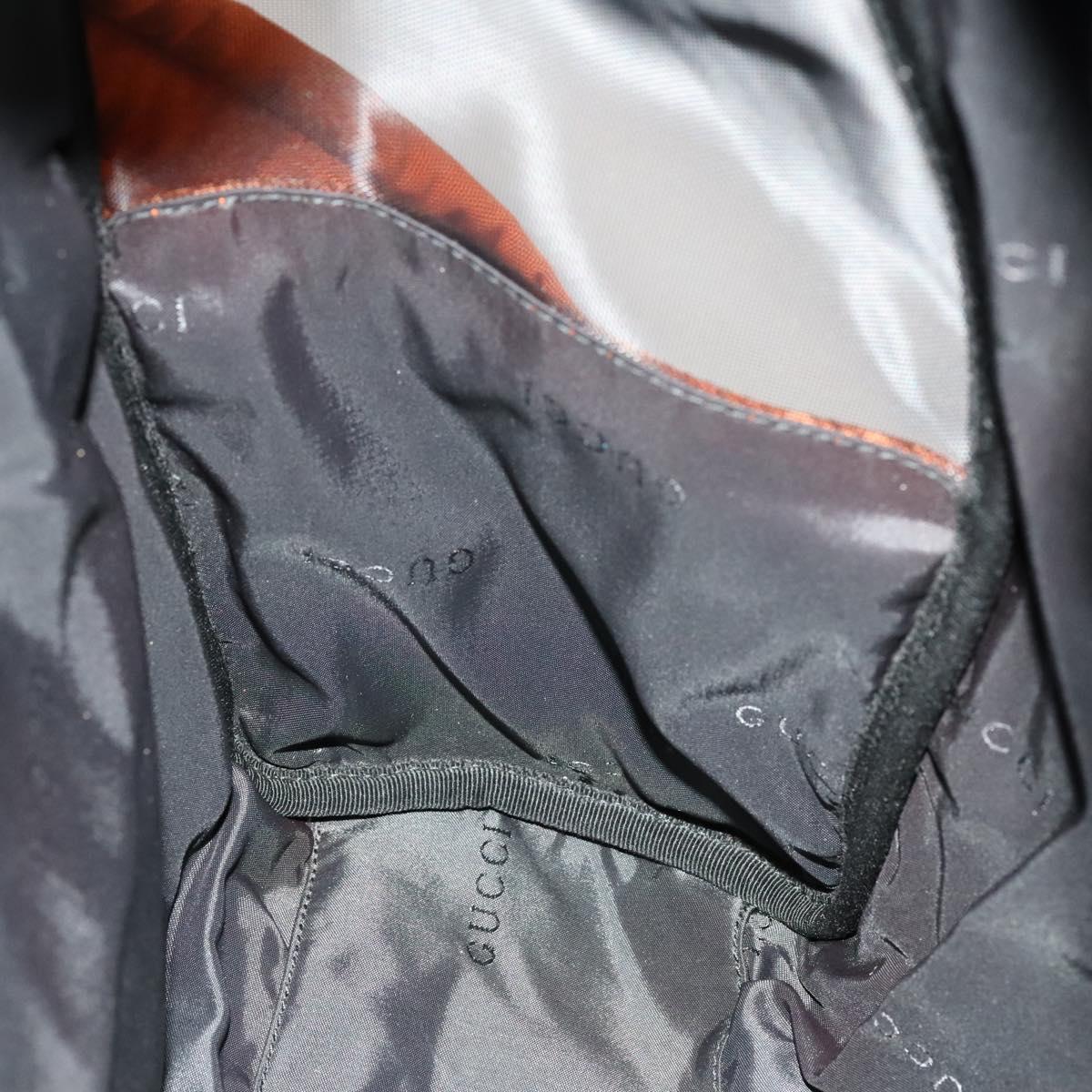 GUCCI Backpack Nylon Leather Orange Black Silver Auth bs28642