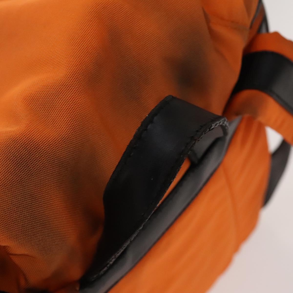 GUCCI Backpack Nylon Leather Orange Black Silver Auth bs28642