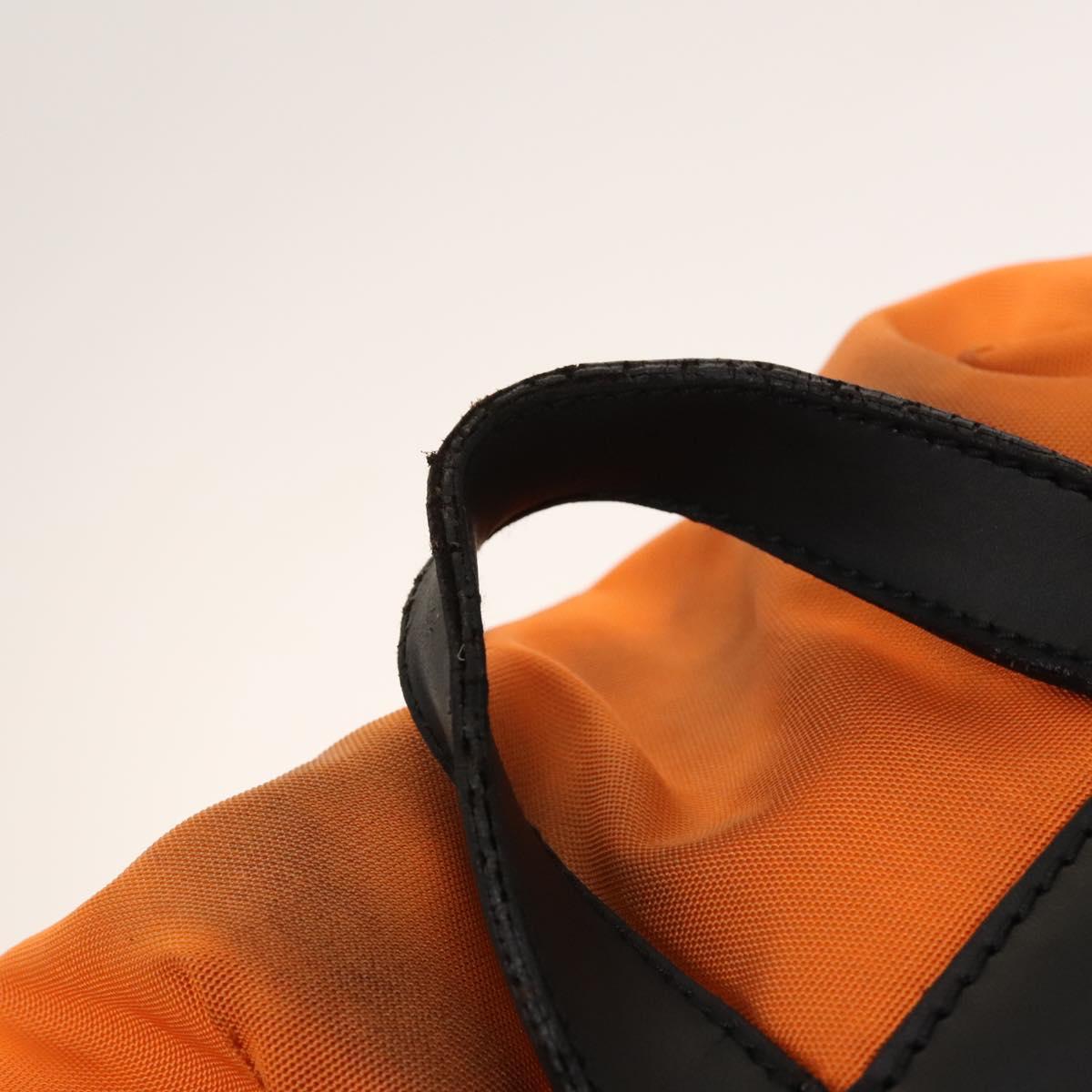GUCCI Backpack Nylon Leather Orange Black Silver Auth bs28642
