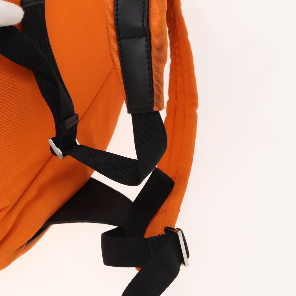 GUCCI Backpack Nylon Leather Orange Black Silver Auth bs28642