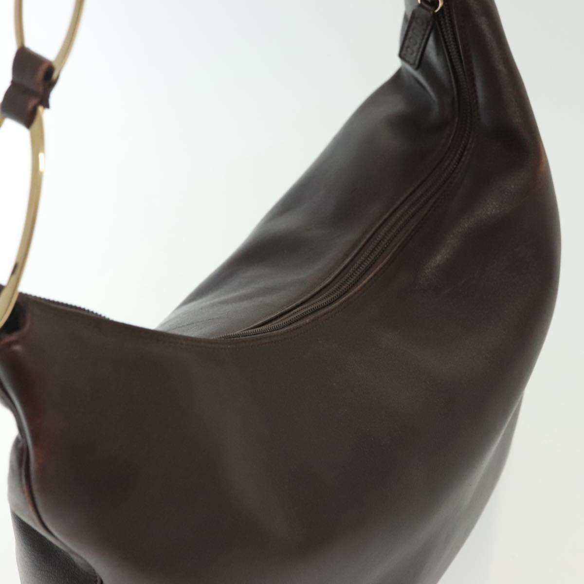 GUCCI Shoulder Bag Leather Brown Gold 001 1998 1805 Auth bs28648