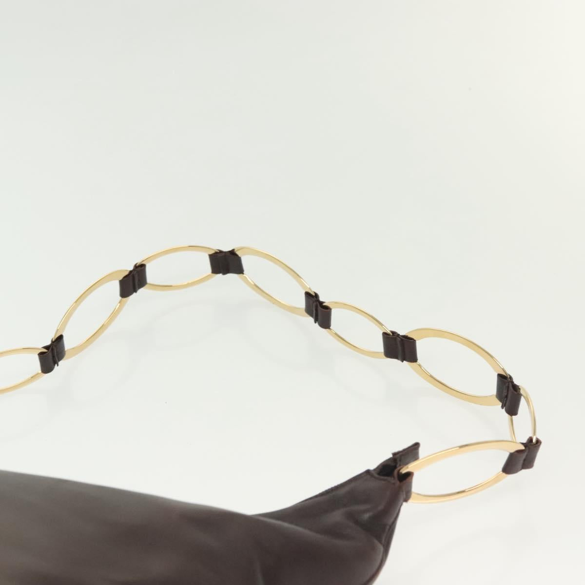 GUCCI Shoulder Bag Leather Brown Gold 001 1998 1805 Auth bs28648