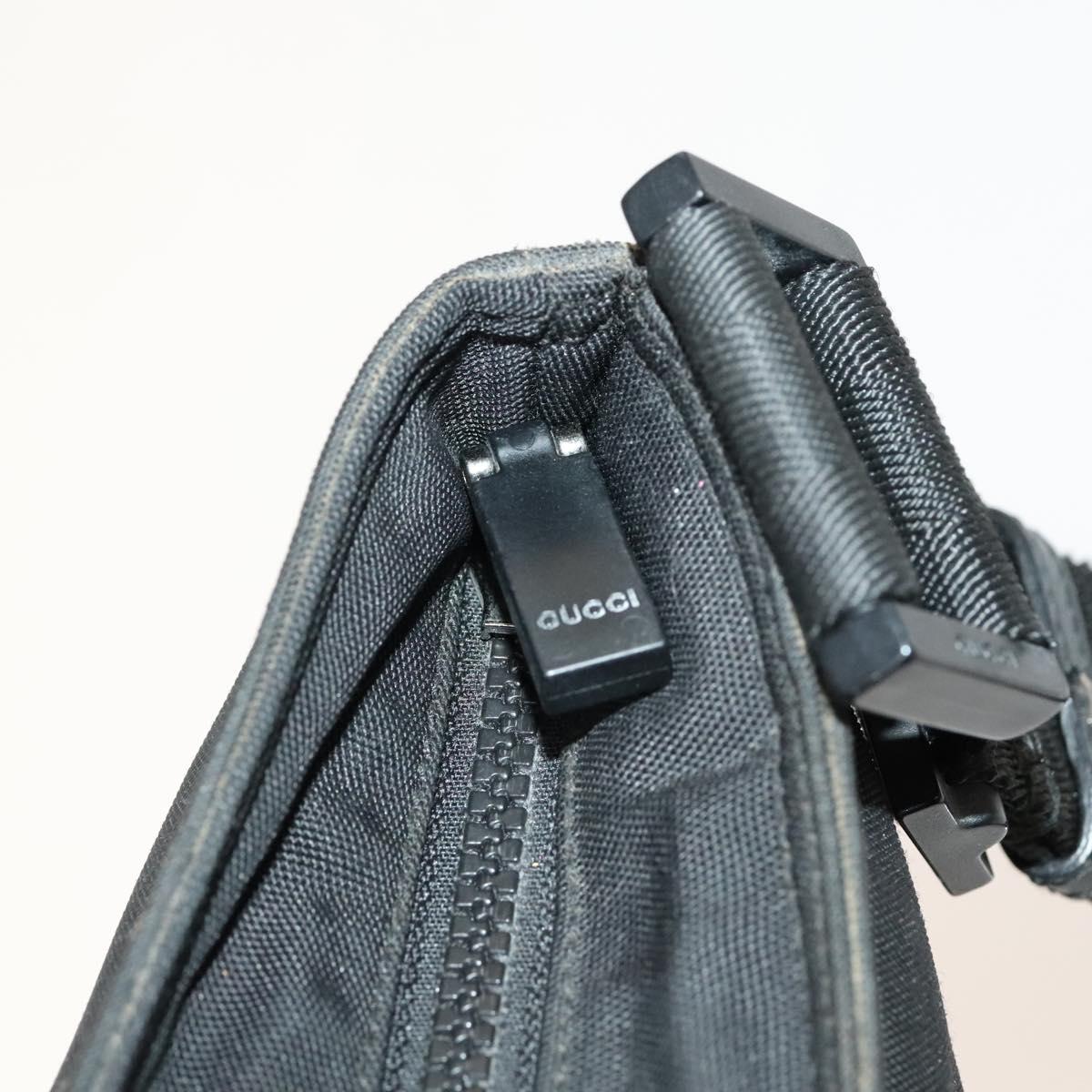 GUCCI Web Sherry Line Shoulder Bag Nylon Black Auth bs28651