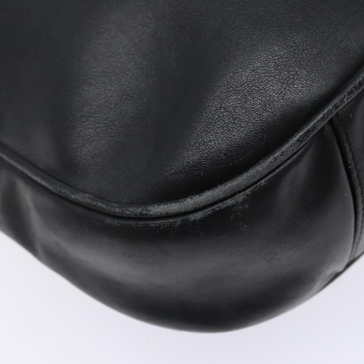 GUCCI Bamboo Hand Bag Leather 2way Black Gold 001 1781 1638 Auth bs28653