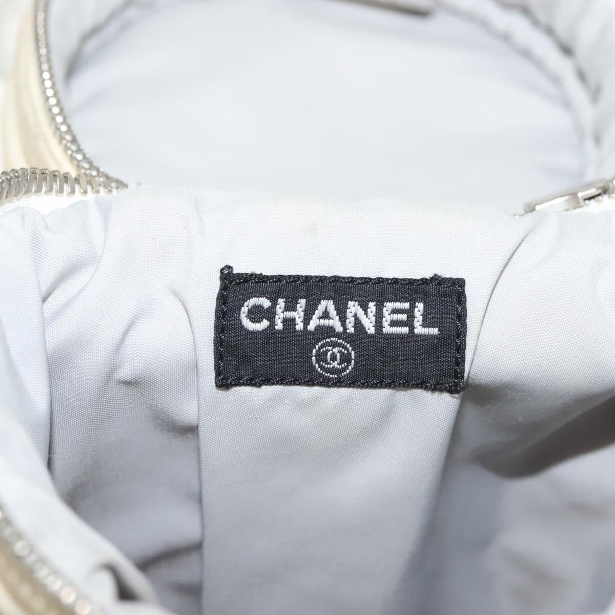 CHANEL Sports Bottle Holder Bag Nylon White Silver CC Auth bs28661