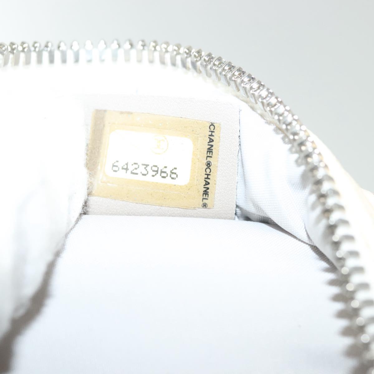 CHANEL Sports Bottle Holder Bag Nylon White Silver CC Auth bs28661