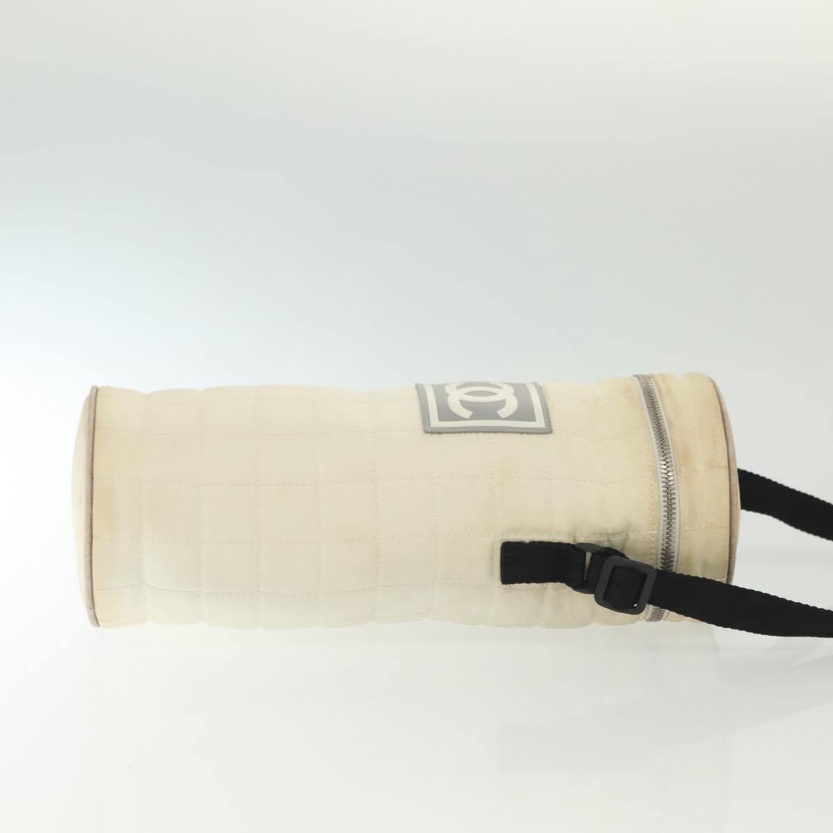 CHANEL Sports Bottle Holder Bag Nylon White Silver CC Auth bs28661