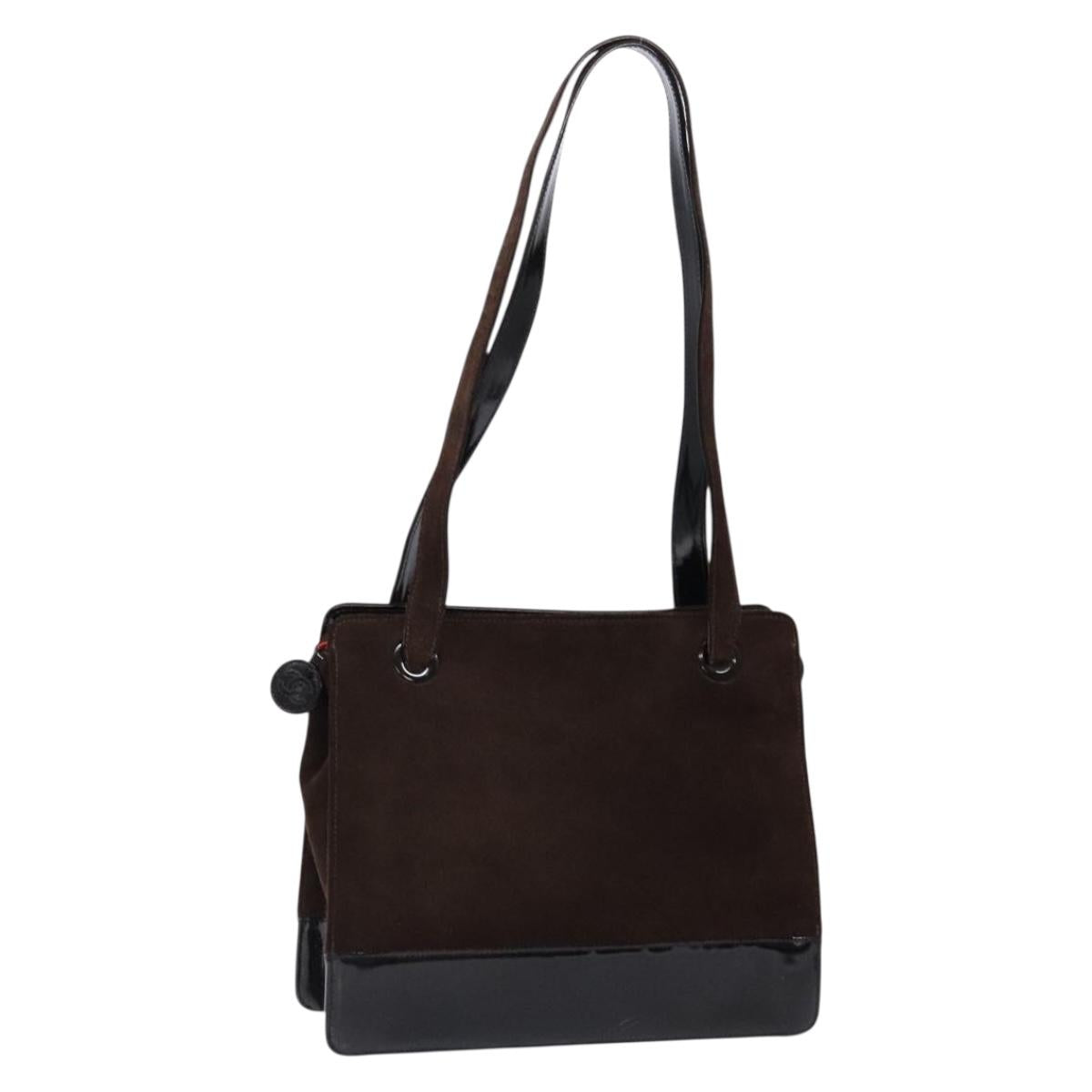 CHANEL Tote Bag Suede Brown CC Auth bs28665