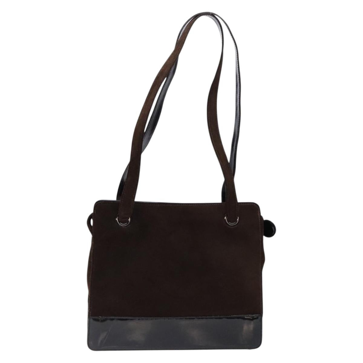 CHANEL Tote Bag Suede Brown CC Auth bs28665