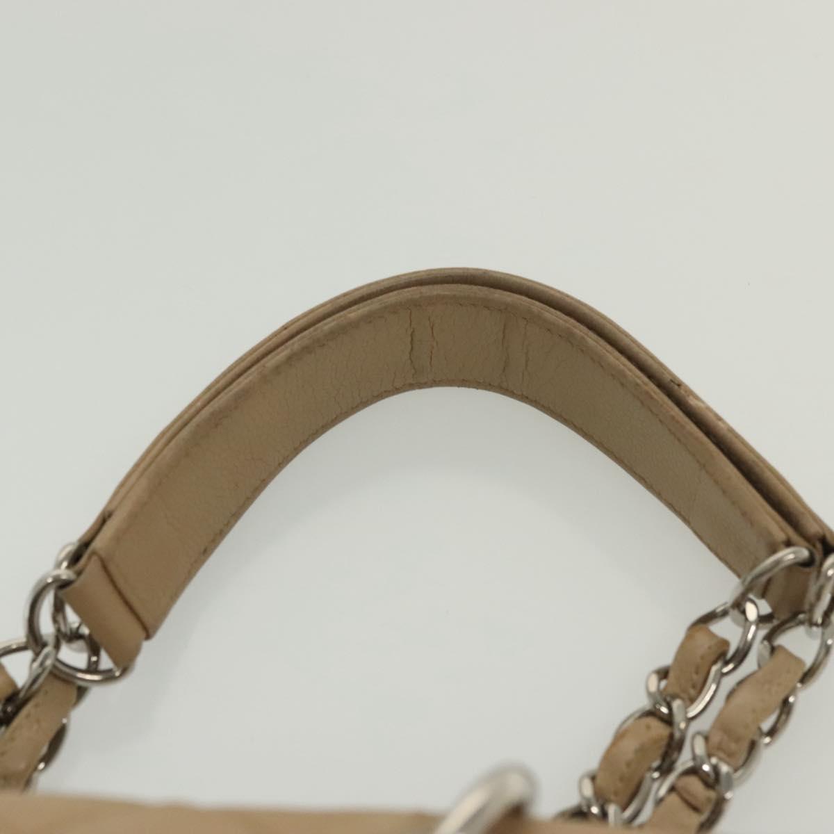 CHANEL Matelasse Chain Tote Bag Caviar Skin Beige Silver CC Auth bs28668