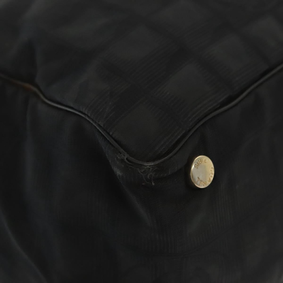 CHANEL New Travel Line Tote Bag Nylon Black gold CC Auth bs28674