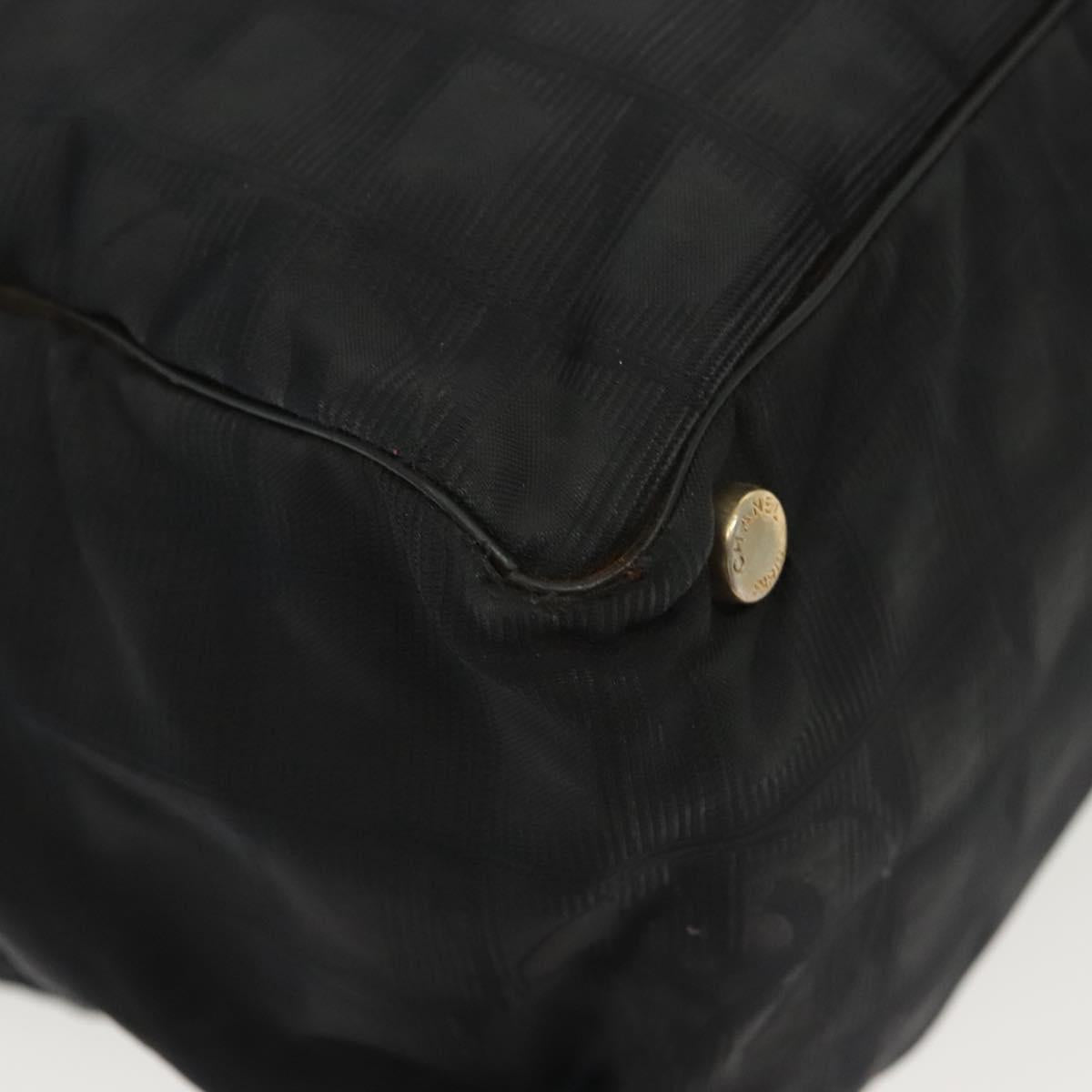 CHANEL New Travel Line Tote Bag Nylon Black gold CC Auth bs28674