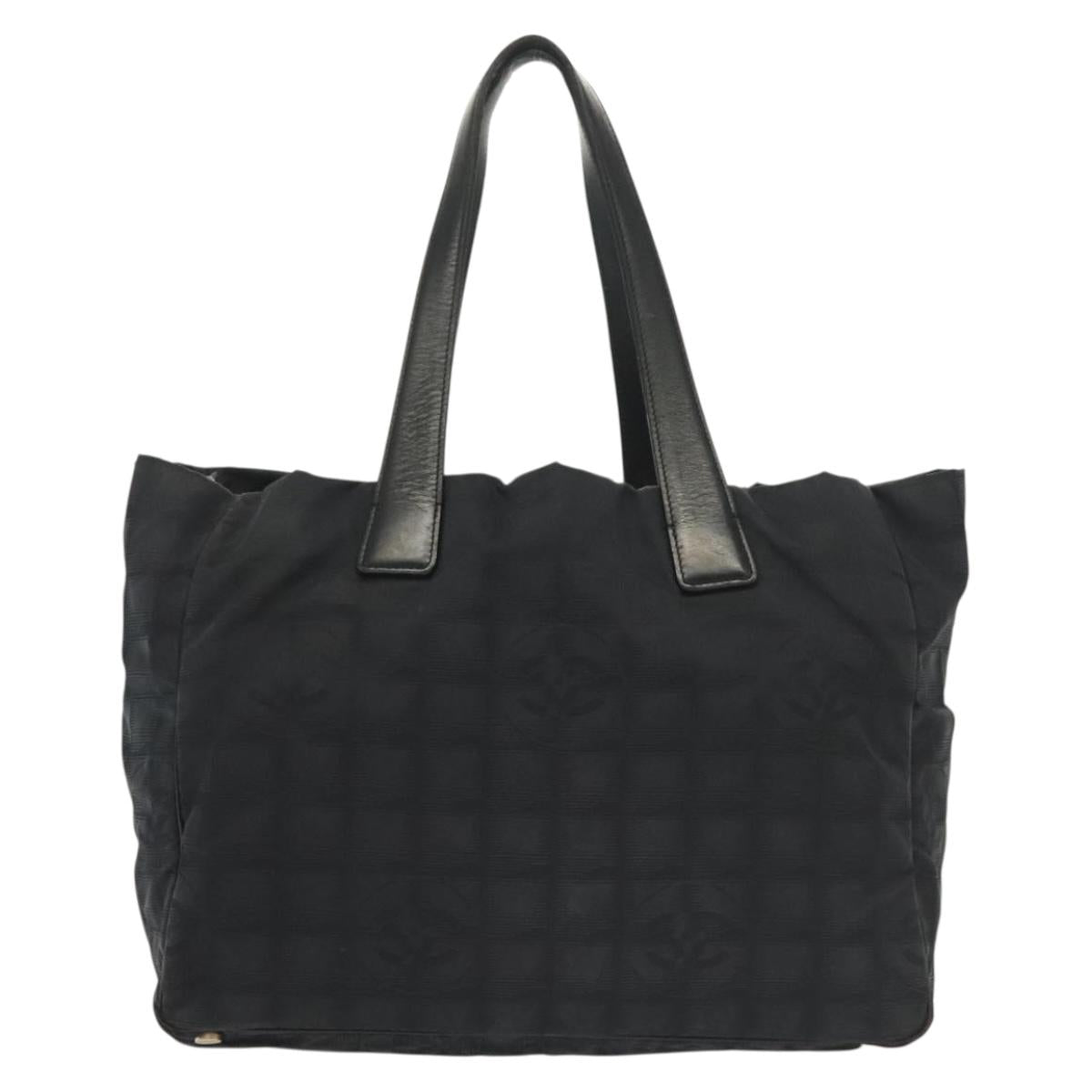 CHANEL New Travel Line Tote Bag Nylon Black gold CC Auth bs28674