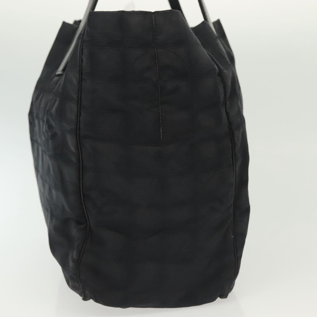 CHANEL New Travel Line Tote Bag Nylon Black gold CC Auth bs28674