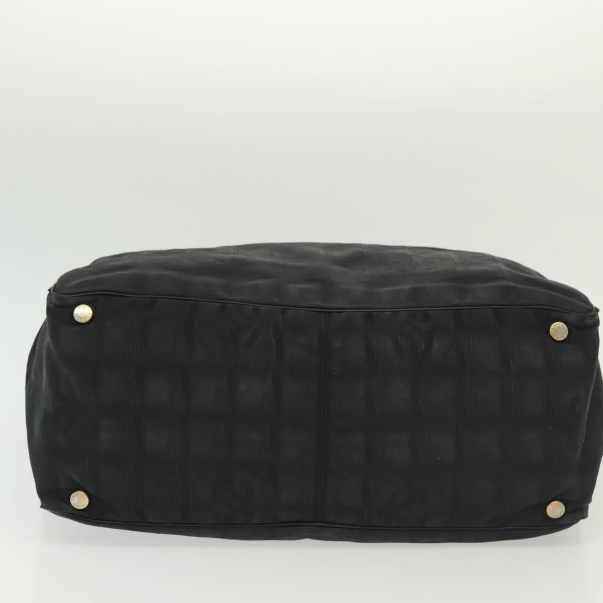 CHANEL New Travel Line Tote Bag Nylon Black gold CC Auth bs28674