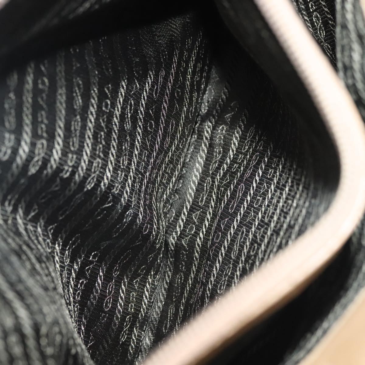 PRADA Tote Bag Nylon Beige Silver Auth bs28686