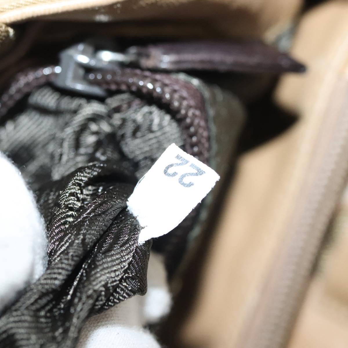 PRADA Tote Bag Nylon Beige Silver Auth bs28686