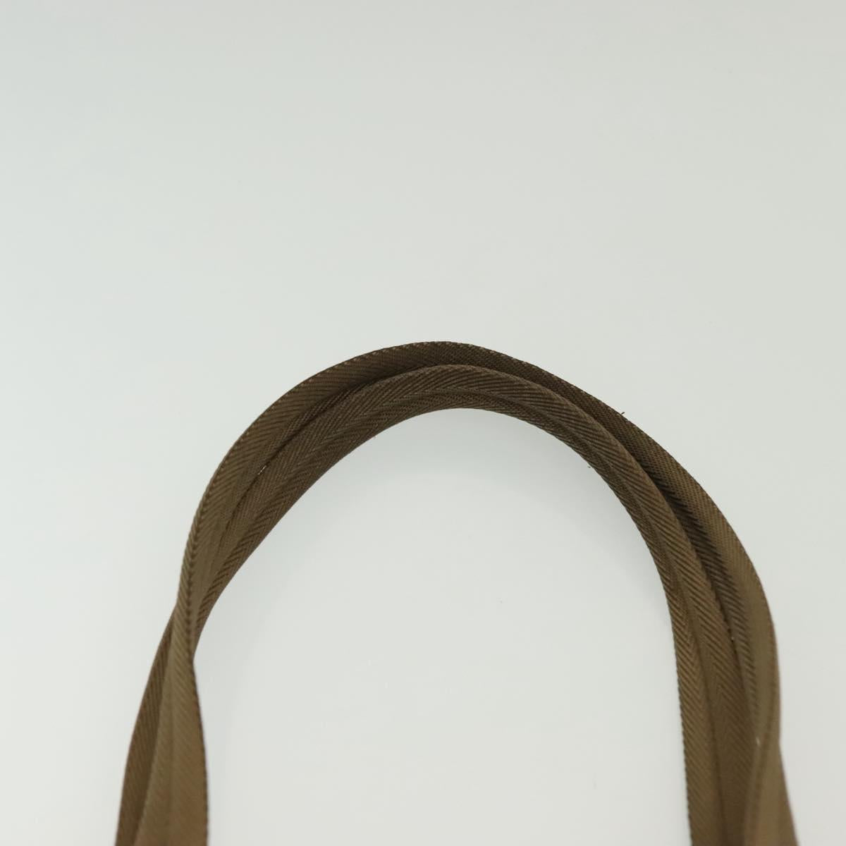 PRADA Tote Bag Nylon Beige Silver Auth bs28686