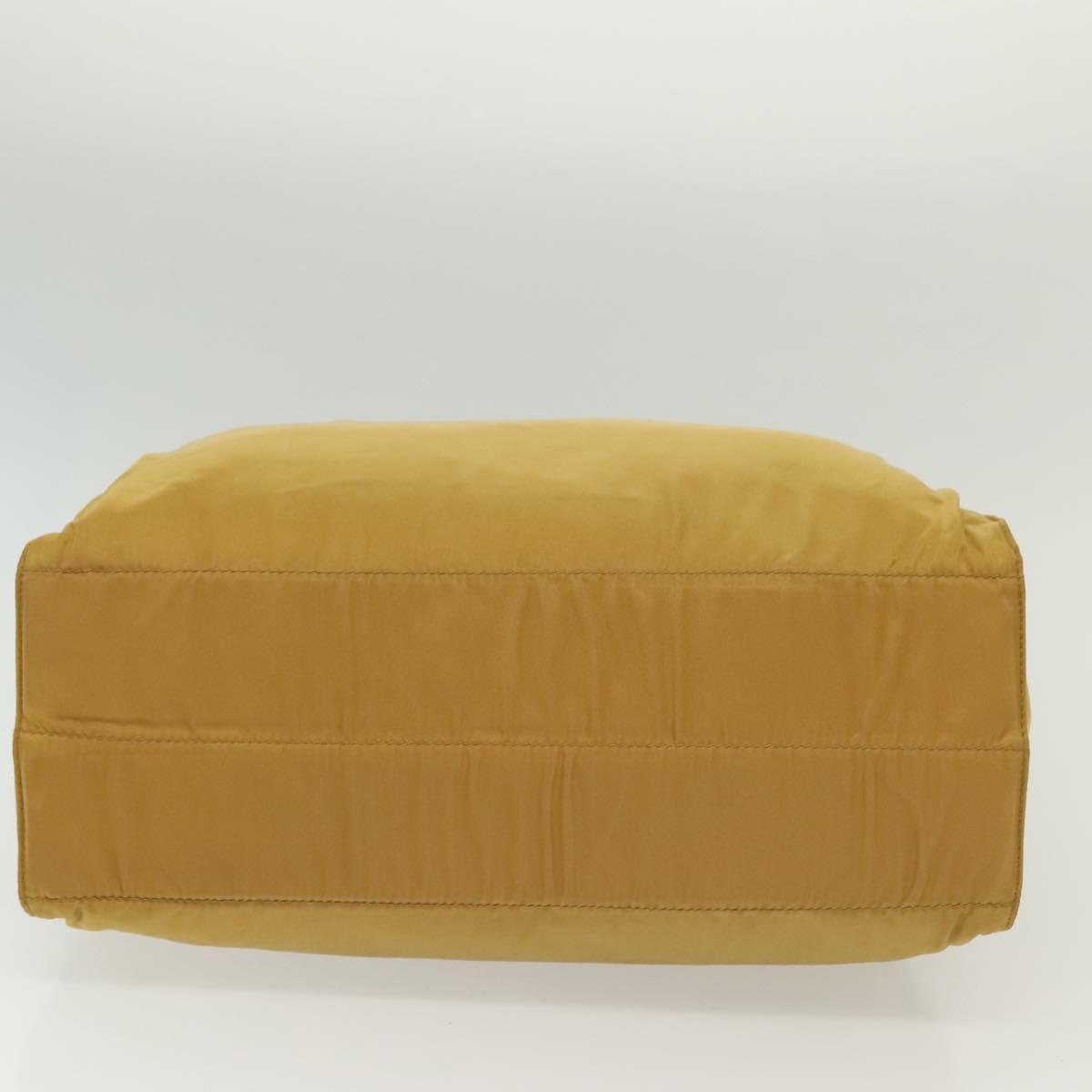 PRADA Tote Bag nylon metal Yellow Gold Auth bs28687