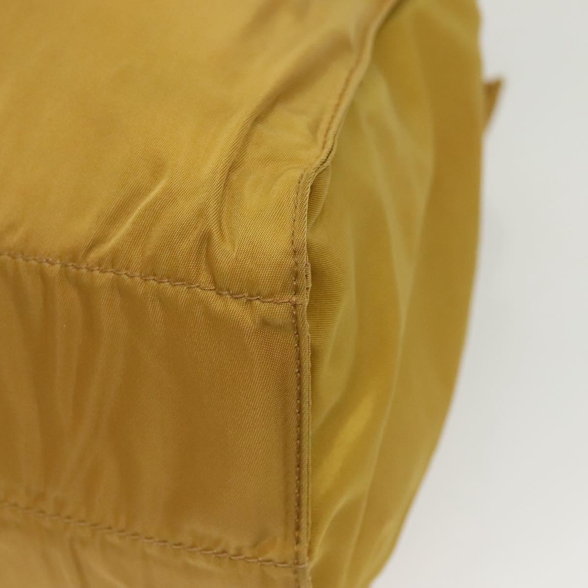 PRADA Tote Bag nylon metal Yellow Gold Auth bs28687