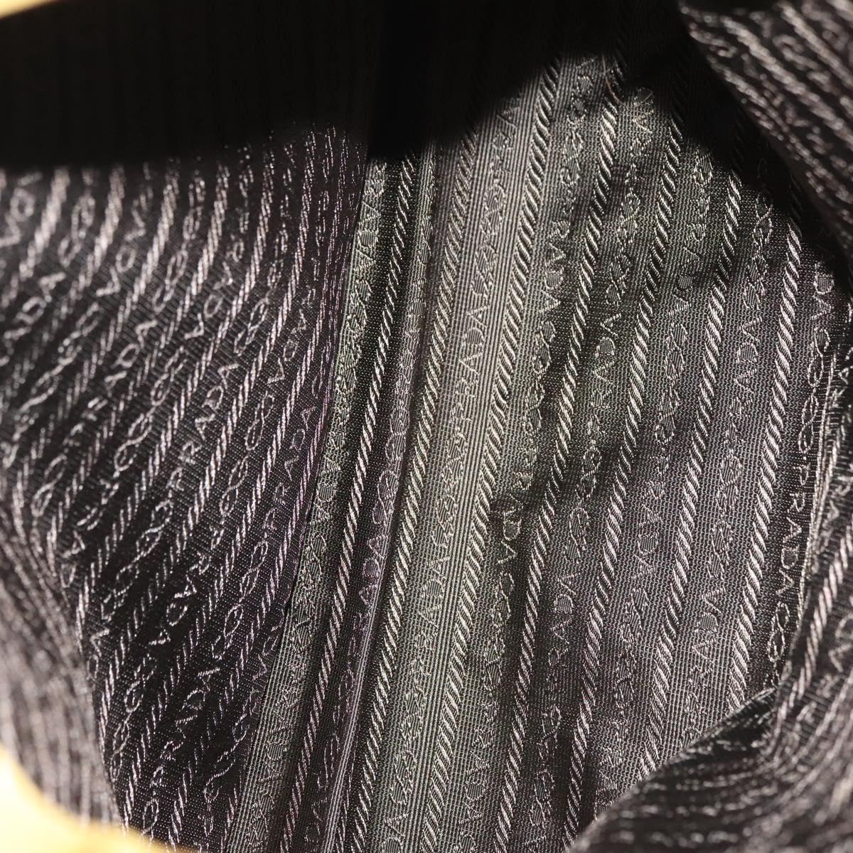 PRADA Tote Bag nylon metal Yellow Gold Auth bs28687