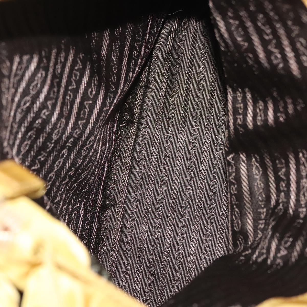 PRADA Tote Bag nylon metal Yellow Gold Auth bs28687