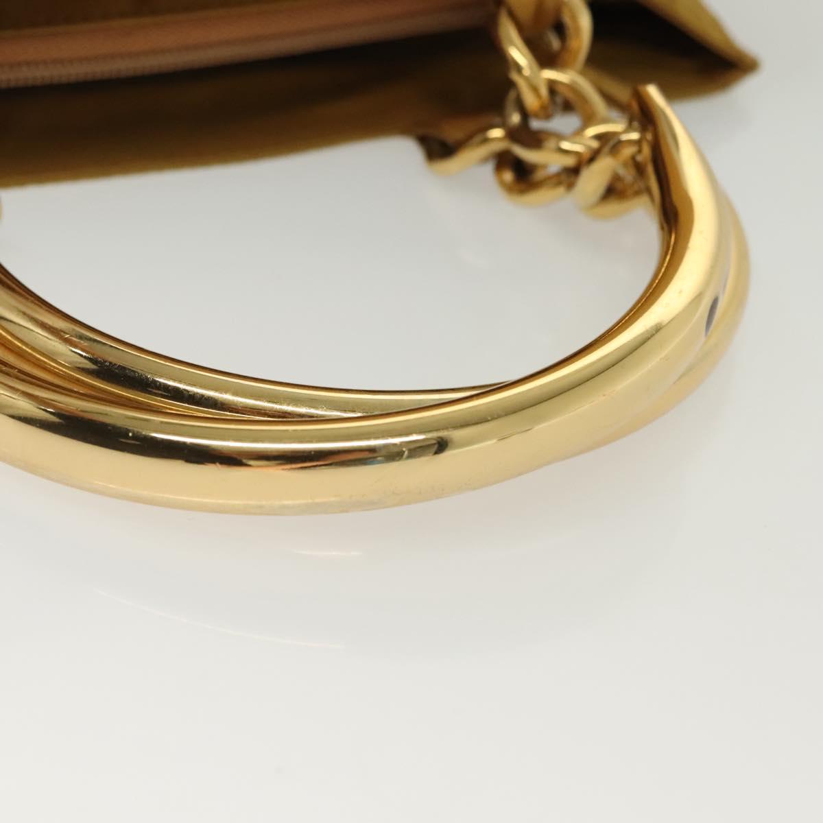 PRADA Tote Bag nylon metal Yellow Gold Auth bs28687