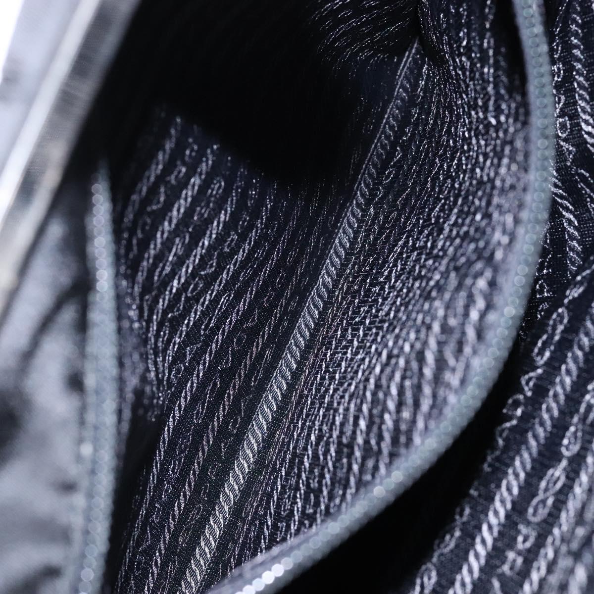 PRADA Shoulder Bag Nylon Enamel Black Silver Auth bs28691