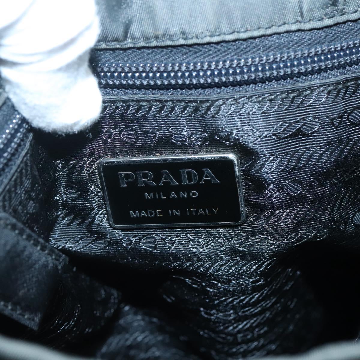 PRADA Tote Bag Nylon Khaki Silver Auth bs28692