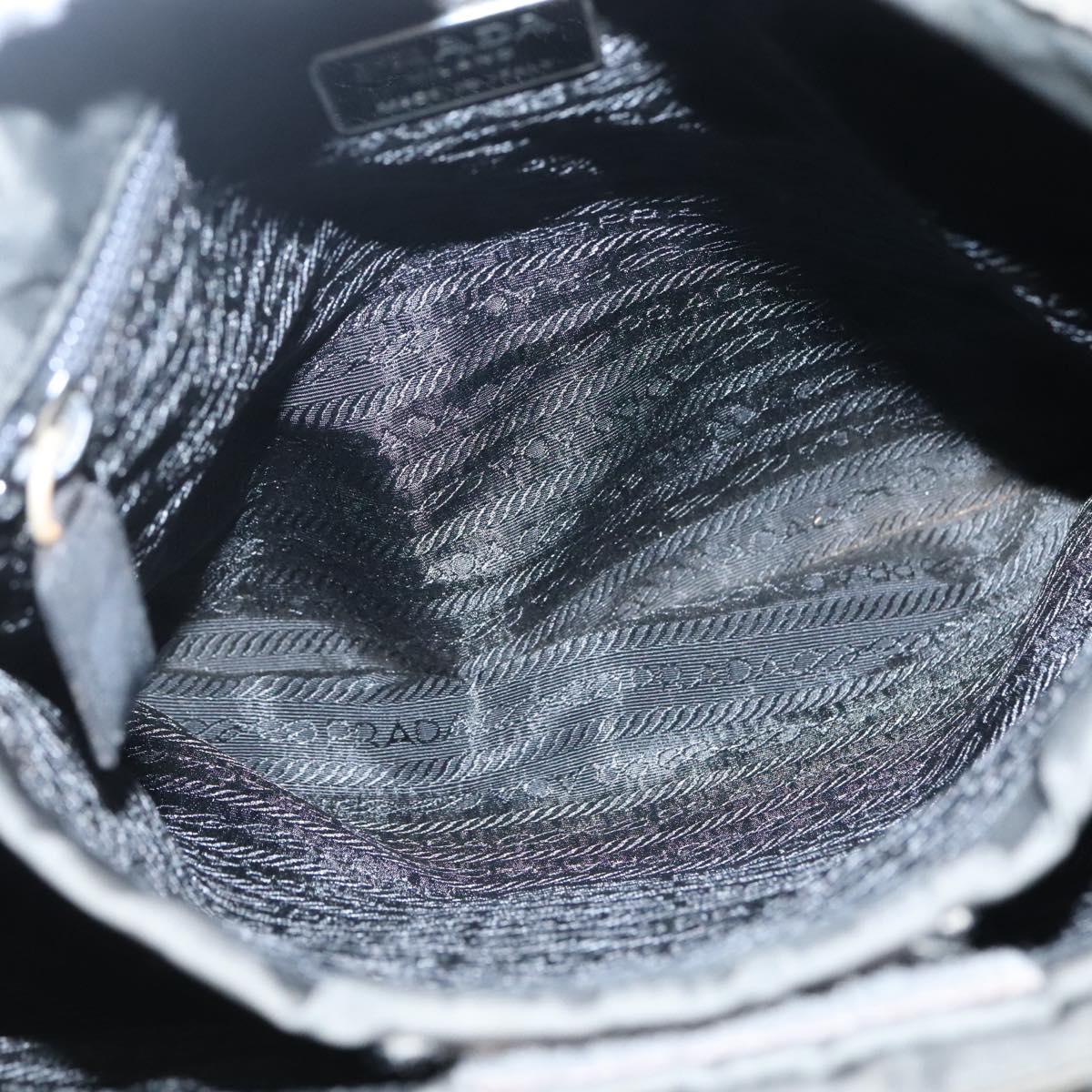 PRADA Tote Bag Nylon Khaki Silver Auth bs28692